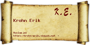 Krohn Erik névjegykártya